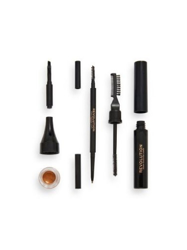 MAKEUP REVOLUTION Ultra Brow Builder Kit Ash Brown Комплект за очи и вежди  3,1gr