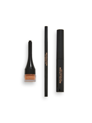 MAKEUP REVOLUTION Ultra Brow Builder Kit Medium Brown Комплект за очи и вежди  3,1gr