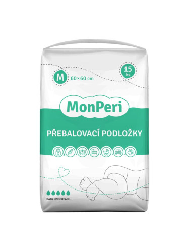 MonPeri Baby Underpads Size M еднократни подложки за смяна на пелените 60x60 cm 15 бр.