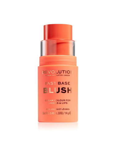 Makeup Revolution Fast Base тониращ балсам за устни и скули цвят Peach 14 гр.
