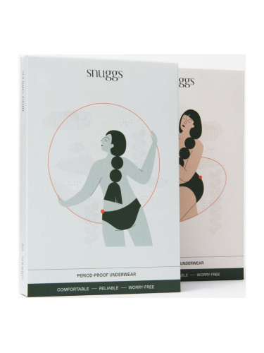 Snuggs Period Underwear Classic: Heavy Flow Black менструални бикини от плат за силна менструация размер L 1 бр.