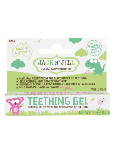 Jack N’ Jill Teething Gel успокояващ гел за никнене на зъбки 4m+ 15 гр.