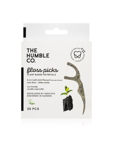 The Humble Co. Floss Picks клечки за зъби Charcoal 50 бр.