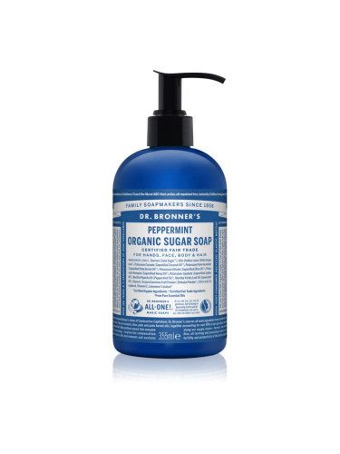 Dr. Bronner’s Peppermint течен сапун за тяло и коса 355 мл.