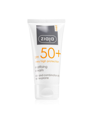 Ziaja Med Protecting UVA + UVB матиращ слънцезащитен крем за лице SPF 50+ 50 мл.