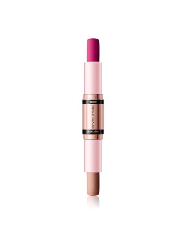Makeup Revolution Blush & Highlight кремообразен руж и хайлайтър в стик цвят Sparkling Wine Shine 2x4,3 гр.