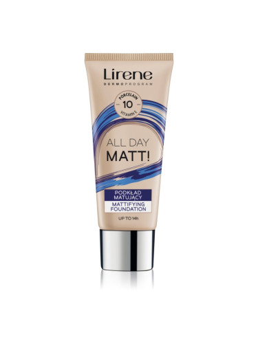 Lirene Nature Matte матиращ флуид фон дьо тен за дълготраен ефект цвят 10 Porcelain 30 мл.