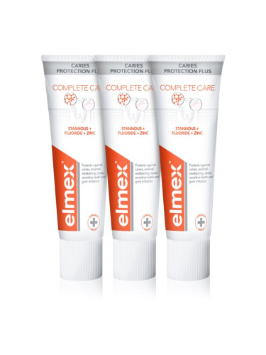 Elmex Caries Protection Complete Care освежаваща паста за зъби за цялостна защита на зъбите 3x75 мл.