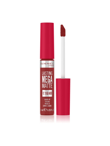 Rimmel Lasting Mega Matte леко течно матиращо червило 16 часа цвят Fire Starter 7,4 мл.