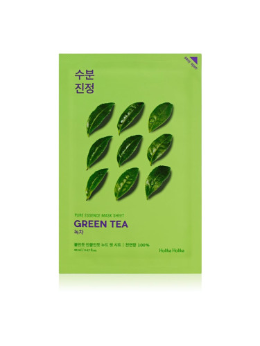 Holika Holika Pure Essence Green Tea подхранваща платнена маска за чувствителна и зачервена кожа 23 мл.