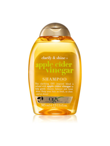 OGX Apple Cider Vinegar почистващ шампоан за блясък и мекота на косата 385 мл.