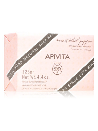 Apivita Natural Soap Rose & Black Pepper почистващ твърд сапун 125 гр.