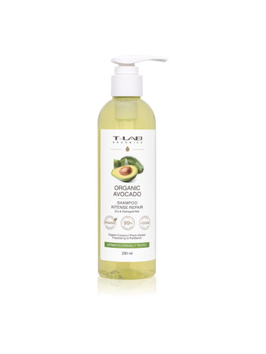T-LAB Organics Organic Avocado Intense Repair Shampoo възстановяващ шампоан за увредена и крехка коса 250 мл.