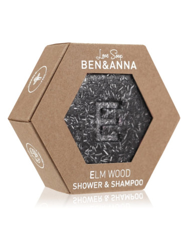 BEN&ANNA Love Soap Shower & Shampoo твърд шампоан и душ гел 2 в 1 Elm Wood 60 гр.
