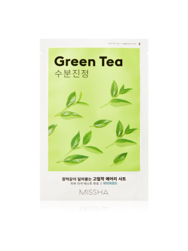 Missha Airy Fit Green Tea успокояваща платнена маска със зелен чай 19 гр.