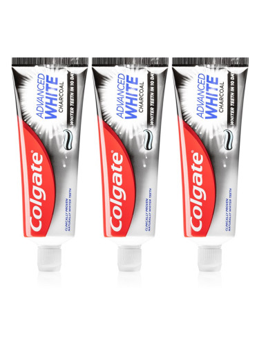 Colgate Advanced White Charcoal избелваща паста за зъби с активен въглен 3x75 мл.