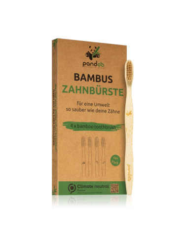 Pandoo Bamboo Toothbrush бамбукова четка за зъби Medium Soft 4 бр.
