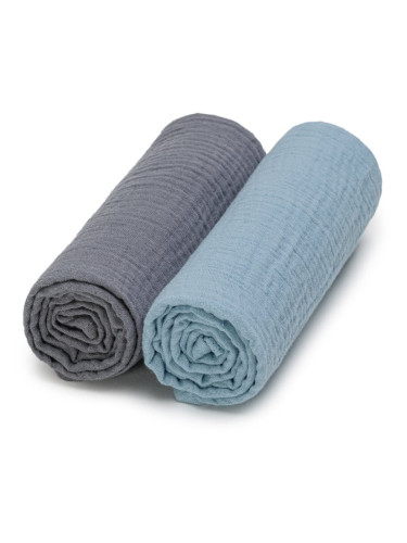 T-TOMI Muslin Diapers Grey + Blue пелени от плат 65 x 65 cm 2 бр.