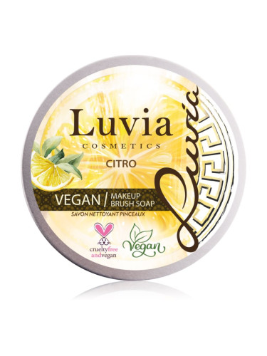 Luvia Cosmetics Brush Soap почистващ сапун за козметични четки с аромат Citro 100 гр.