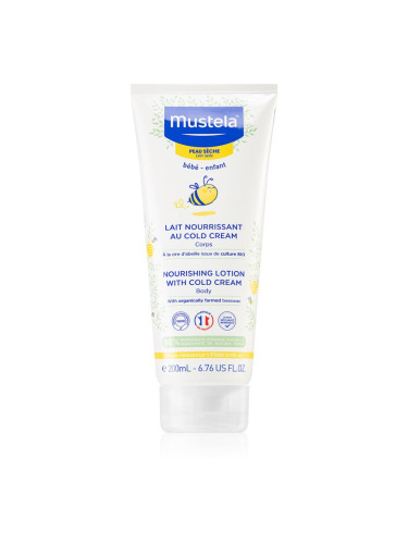 Mustela Bébé Soin тоалетно мляко за тяло съдържа cold cream 200 мл.