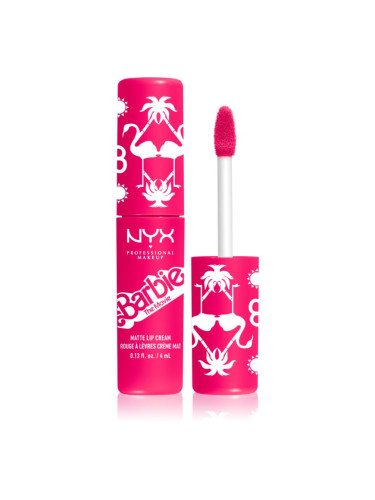 NYX Professional Makeup Barbie Smooth Whip Matte Lip Cream матиращо течно червило цвят 01 Dreamhouse Pink 4 мл.