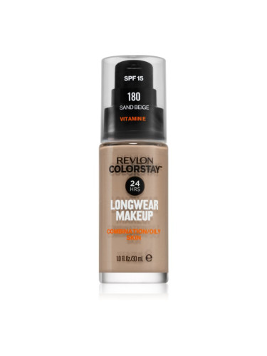 Revlon Cosmetics ColorStay™ SPF 15 дълготраен матиращ фон дьо тен за смесена и мазна кожа цвят 180 Sand Beige 30 мл.