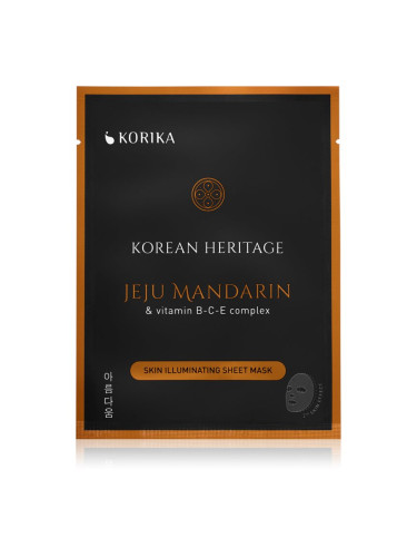 KORIKA Korean Heritage Jeju Mandaring & Vitamin B-C-E Complex Skin Illuminating Sheet Mask озаряваща платнена маска Jeju mandarin & vitaminc B-C-E com