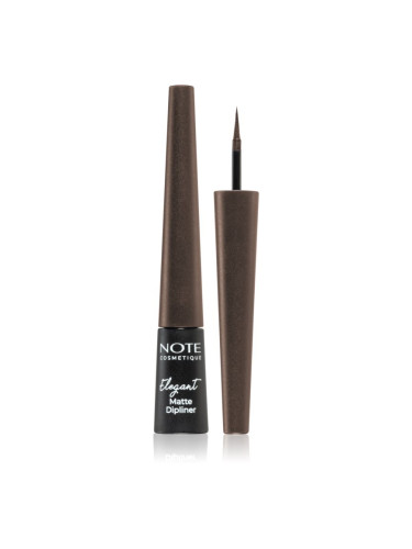 Note Cosmetique Elegant Matte Dipliner течна очна линия с матиращ завършек цвят 02 Coffee Brown 2,5 мл.