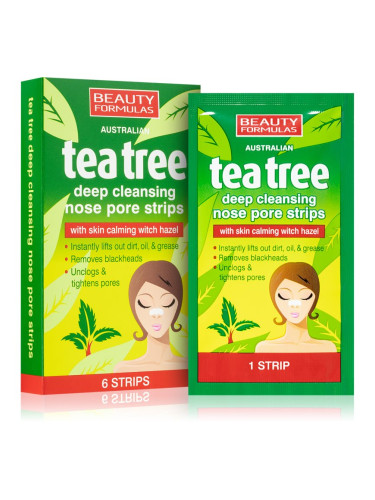 Beauty Formulas Tea Tree почистваща лепенка за запушени пори по носа 6 бр.