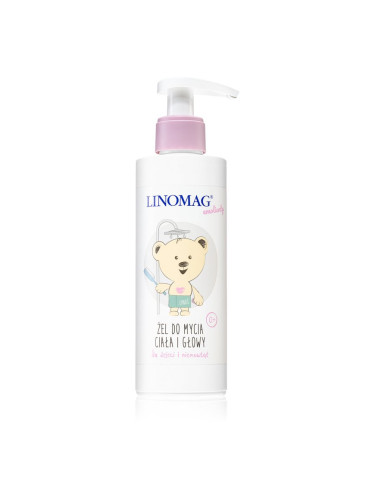 Linomag Emolienty Shampoo & Shower Gel душ гел и шампоан 2 в 1 за деца от раждането им 200 мл.