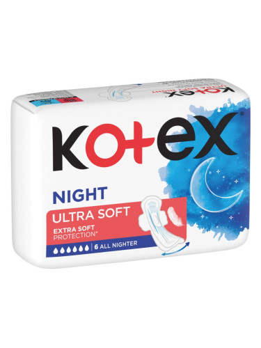 Kotex Ultra Soft Night санитарни кърпи 6 бр.