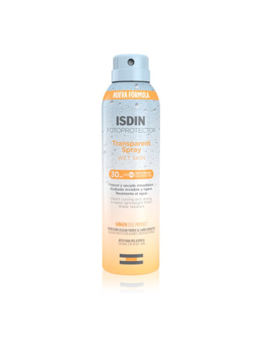 ISDIN Transparent Spray Wet Skin транспарентен слънцезащитен спрей SPF 30 250 мл.