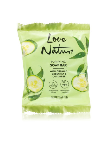 Oriflame Love Nature Green Tea & Cucumber твърд сапун с млечна киселина 75 гр.