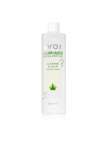 Avon Cannabis Sativa Oil Cleanse & Calm мицеларна вода за почистване с успокояващ ефект 400 мл.