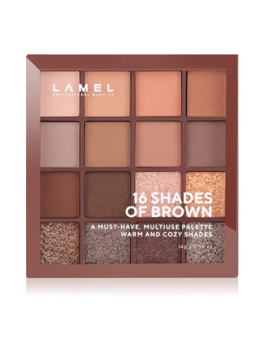 LAMEL 16 Shades Of Brown палитра сенки за очи 16 гр.