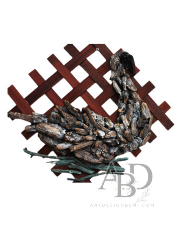 Бутиково driftwood арт пано Лебед от естествено дърво