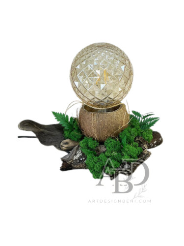 Винтидж Driftwood интериорна лампа със скандинавски мъх