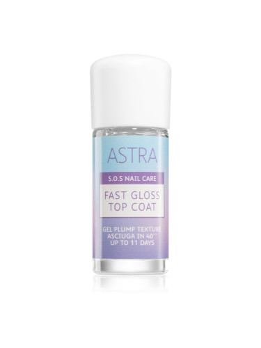 Astra Make-up S.O.S Nail Care Fast Gloss Top Coat финален лак за съвършена защита и интензивен блясък 12 мл.