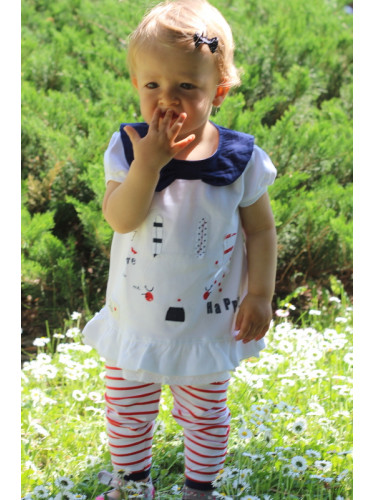 Комплект от туника със синя яка с клин