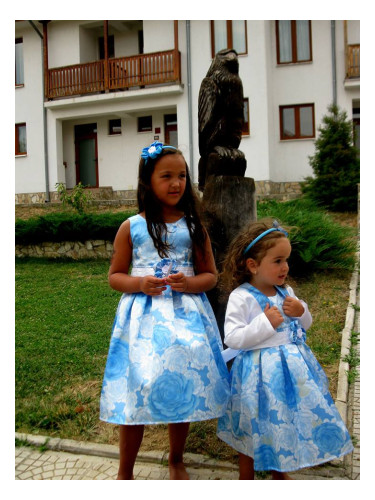 Детска рокля в светло синьо на цветя Валя