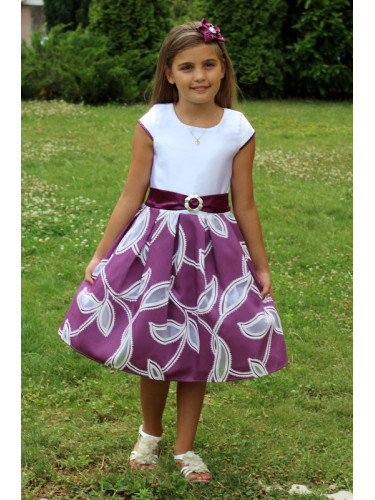 Официална детска рокля в лилаво на цветя 246Л