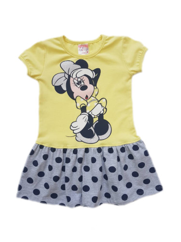 Лятна детска рокля в цвят жълто с Мини Маус