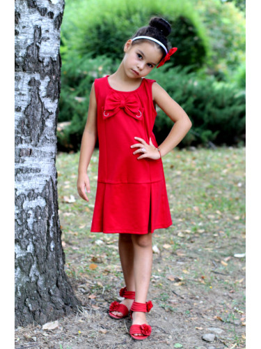 Детска рокля/сукман без ръкави в червено