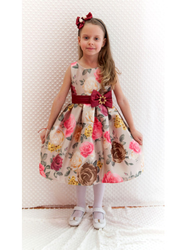 Официална детска рокля на цветя в бордо Брилянтина