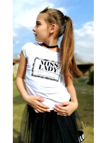 Детска туника в бяло с надписи - Miss Lady, je suis tres chic