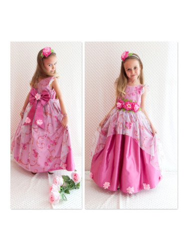 Официална детска дълга рокля на цветя
