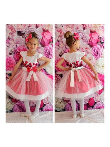 Официална детска рокля Цветелина с цветя и тюл