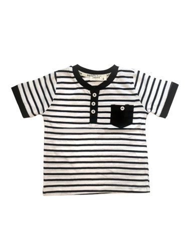 Детска блуза с къс ръкав с джоб