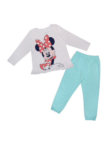 Детска пижама в бяло и долнище в тюркоаз/мента с Мини маус