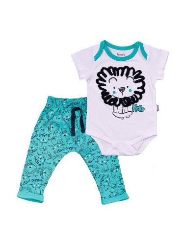 Комплект от боди в бяло с картинка и панталонки 